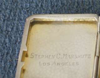 SILVER MATCH / CARD CASE USA MARSHUTZ LOS ANGELES c1920 ART 