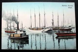 EVERETT WA*1900s View HARBOR*TugBoat TEMPEST  