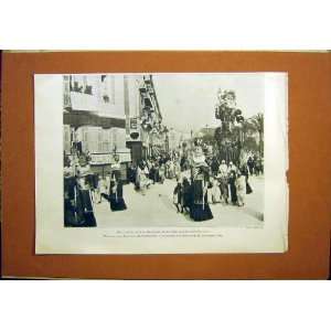  Carnival Nice Procession King Old Print 1899
