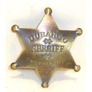   Brass Sheriff Durango Colorado Old West Police Badge 