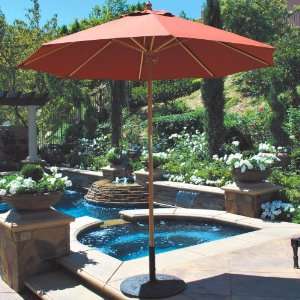   Galtech 7.5 ft. Wood Round Patio Umbrella, Black Patio, Lawn & Garden