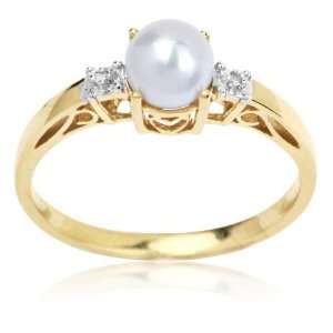  Gold Diamond Accent and Pearl Classic Treasures Ring 9.5 Jewelry