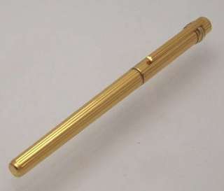 MUST de CARTIER Gold Plated Fluted Line Fountain Pen  