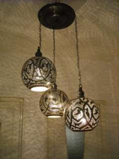 Moroccan Black Oxidize Ceiling Fixture Chandelier Lamp  