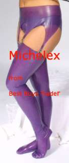 Purple Latex Rubber Stockings Transvestite XL  