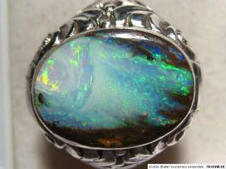 Art Nouveau Men´s Silver Ring/Boulder Opal, 6.15 cts  