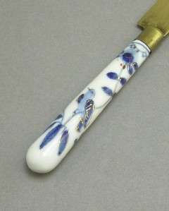   Flow Blue Bird Porcelain China Fruit Knife Brass Blade Made in Austria
