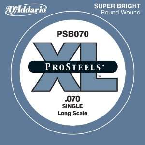  DAddario PSB070 ProSteels Bass Guitar Single String, Long 