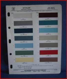 1962 BUICK & SPECIAL Auto Paint Chip Colors   Ditzler  