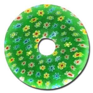  40mm Green Millefiori Glass Pendants   Donut Arts, Crafts 