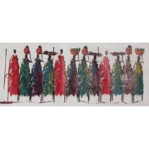  African Masai Traditional Oil Painting