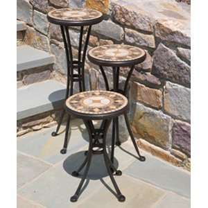  Compass 12 Round Plant Stands  S/3