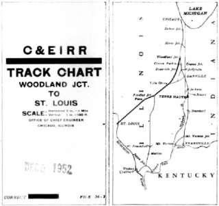 EI Railroad Track Chart St. Louis Line   1952  