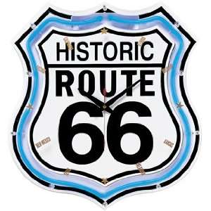  Route 66 Highway Blue NEON Sign Wall Clock