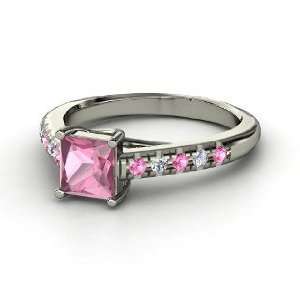  Avenue Ring, Princess Pink Tourmaline 14K White Gold Ring 