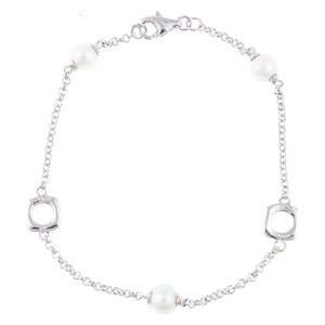 La Preciosa Sterling Silver Freshwater Pearl Link Bracelet