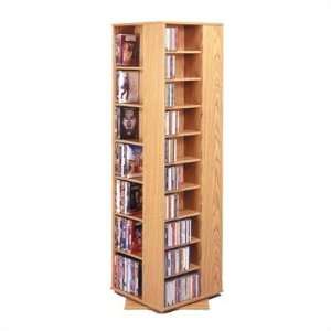   1040 Revolving Multimedia Storage Tower in Oak   Holds up to 476 DVDS