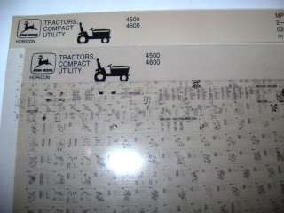 John Deere 4500 4600 Tractor Parts Catalog Microfiche  