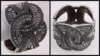 NEW ~ Art Deco Inspired Antique Silver Tone Bangle Cuff Bracelet