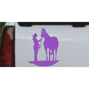 Purple 10in X 8.2in    Cowgirl with Horse Western Car Window Wall 