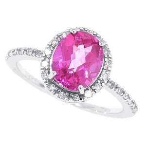  1.45ct Oval Pink Topaz and Diamond Gemstone Ring in 10Kt 
