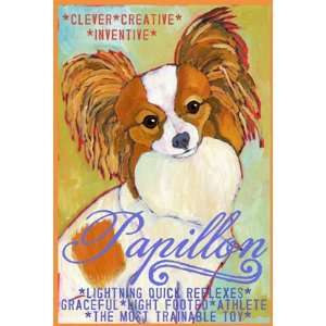  Colorful Red & White Papillon Dog Print from Oil Original 