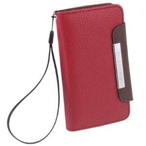  Red Leather Wallet Case With Card Slot For SONY XPERIA S 
