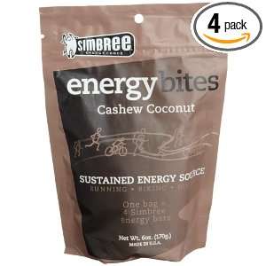 Simbree Energy Bites, Cashew Coconut, 6 Ounce Pouches (Pack of 4)