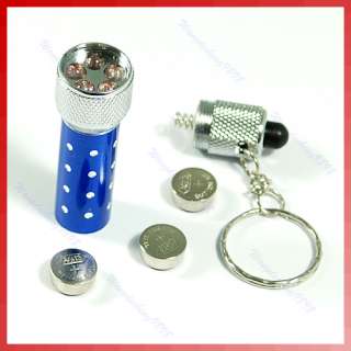 LED Mini Flashlight Torch Key Chain Key Ring Blue  