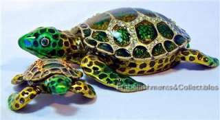 Turtle + Baby Rucinni Trinket Box Swarovski Crystals  