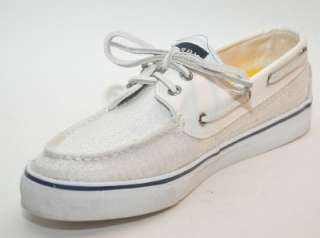 SPERRY Bahama White Sequins Top Sider Classic Boat Shoe Women Shoes 