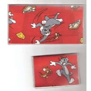   Checkbook Cover Debit Set Tom and Jerry Cartoon Red 