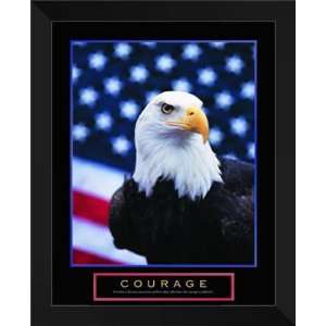   Motivational FRAMED Art 26x32 Courage   Eagle Flag