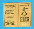   Rochester Red Wings Baseball Pocket Schedule Vintage Johnny Mize NY