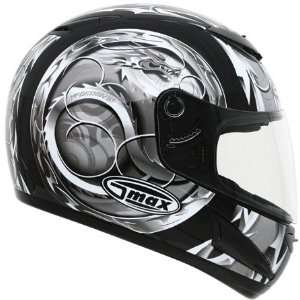  G MAX GM58 Dragon Full Face Motorcycle Helmet White/Silver 