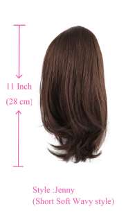 title clip in and ribbon tied ponytal hair style long soft wave short 