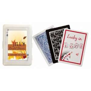 Wedding Favors Brown Falling Leaves Design Personalized Playing Card 