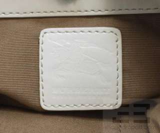 Burberry Barton Super Nova Check White Patent Leather Trim Hobo Bag 