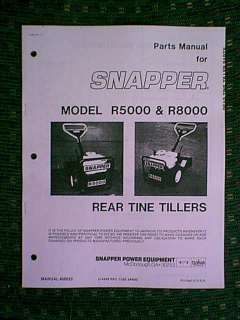 SNAPPER REAR TINE TILLERS R5000 R8000 PARTS MANUAL  
