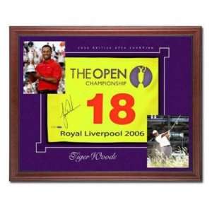 TIGER WOODS Signed 2006 BRITISH OPEN Flag UDA LE 500   Autographed Pin 