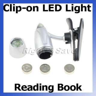 Portable 3 LED Clip on Book Bed Headboard Reading Light  