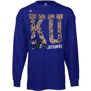  NCAA adidas Kansas Jayhawks Stadium Long Sleeve T Shirt 
