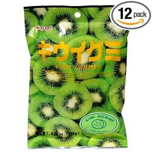 Kasugai Japanese Gummy Candy, Kiwi Flavor, 4.76 Ounce Bags (Pack of 12 