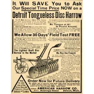   Disc Plow American Harrow Co   Original Print Ad