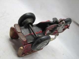 CAST IRON CRASH CAR 3 WHEEL MOTORCYCLE TOY DELIVERY BIKE  