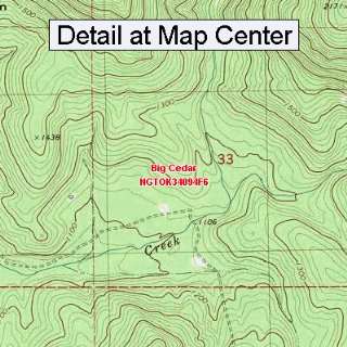   Topographic Quadrangle Map   Big Cedar, Oklahoma (Folded/Waterproof