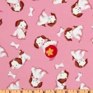  43 Wide Poky Little Puppy Flannel Allover Pink Fabric By 