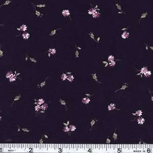  56 Wide Rayon Faille Petite Floral Navy Fabric By The 