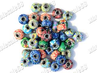   WHOLESALE LOTS COLORFUL POLYMER CLAY ROUND CHARMS LOOSE NECKLACE BEADS
