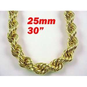    Hip Hop Gold Heavy Plated Fat Rope Chain 25mm RUN DMC Jewelry